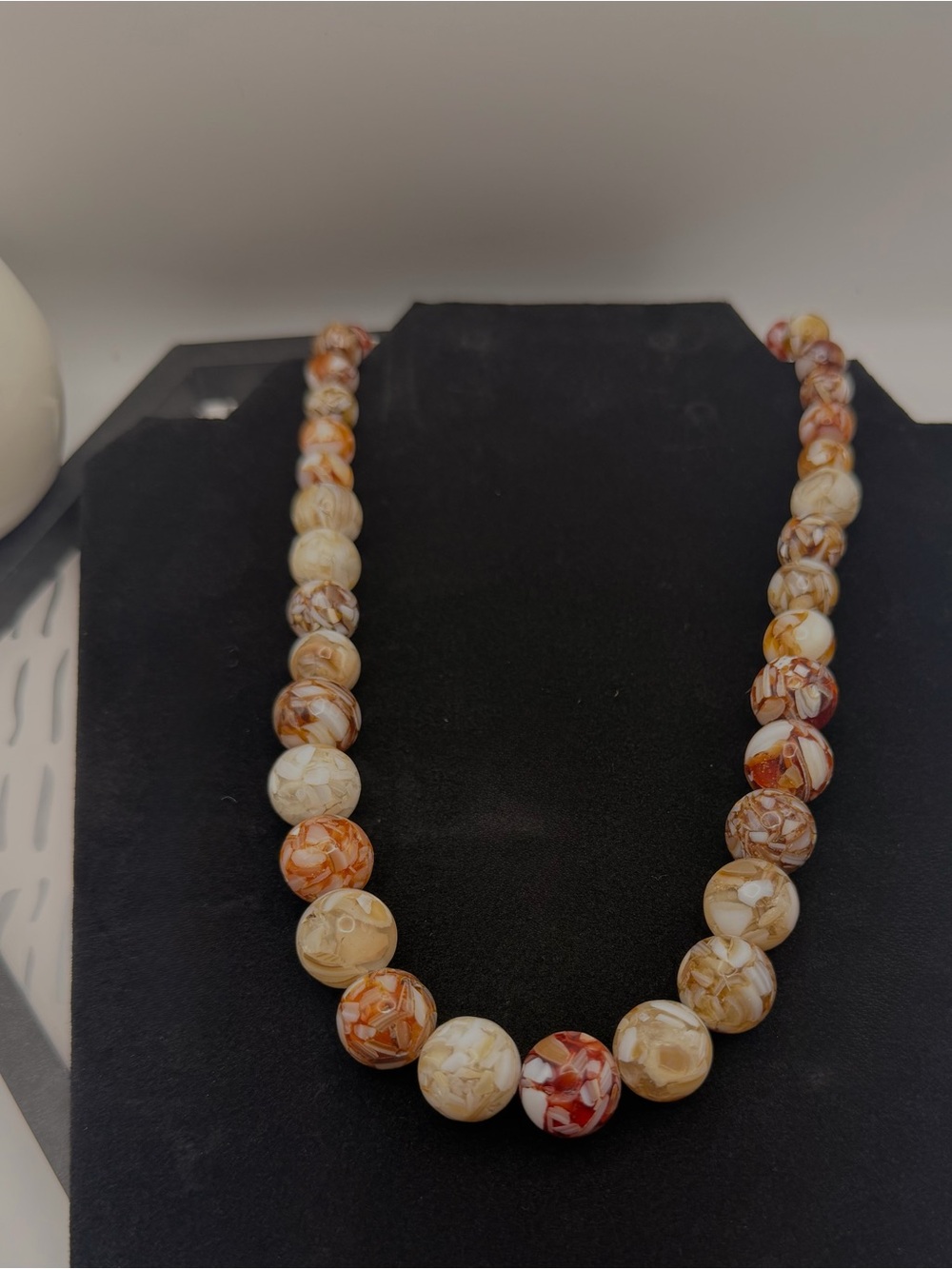 Handmade Natural Marbled Fire Agate Bead Statement Necklace